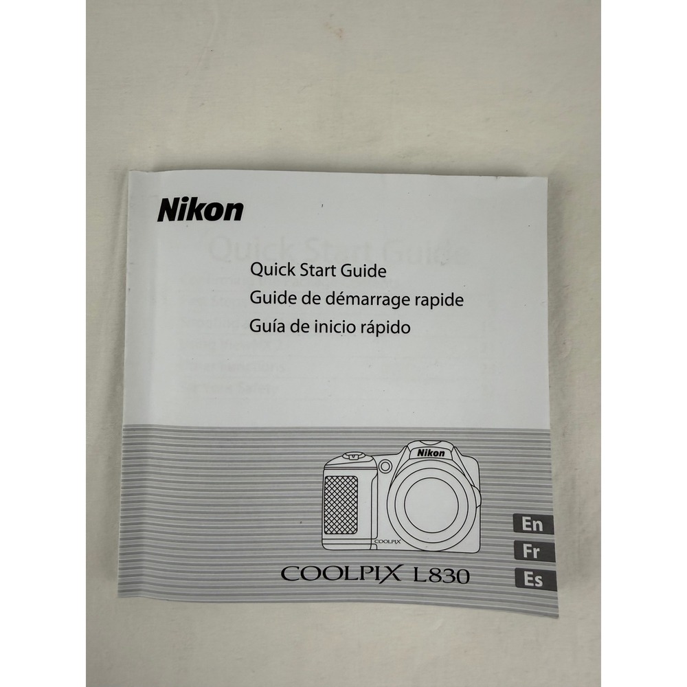 Nikon Coolpix L830 OEM Camera Quick Start Guide